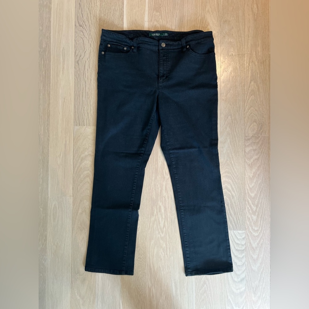 Lauren Ralph Lauren Womens Black 5 Pocket Modern Straight Curvy Jeans Size  16